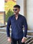 Slimfit Kesim Erkek Kadife Kumas Cift Cepli Gömlek-Lacivert 4
