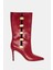 The Revival Ornamet Kadın Kırmızı Yılan Baskılı Topuklu Çizme 1
