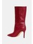 The Revival Ornamet Kadın Kırmızı Yılan Baskılı Topuklu Çizme 4