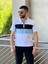Slimfit Kesim Erkek Polo Yaka Fermuarlı Serit Desen Lacos Kumas Tshirt-Beyaz 1