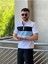 Slimfit Kesim Erkek Polo Yaka Fermuarlı Serit Desen Lacos Kumas Tshirt-Beyaz 2