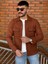 Slimfit Kesim Erkek Kaşmir Cift Cepli Gömlek-Kıremıt 3