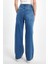 Kadın Wide Leg Denim Pantolon 2 Desenli Bej Günlük Stil Boru Paça 7