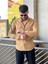 Slimfit Kesim Erkek Kadife Kumas Cift Cepli Gömlek-Vizon 2