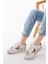 Zrin-01 Premium Beyaz Leopar Desenli Bağcıklı Kadın Sneaker 2