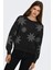 Kadın Onlrosıe Yıldız Desenli Bisiklet Yaka Örme Kazak 15328250 Siyah 2