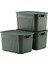 3 Adet Kapaklı Saklama Kutusu Seti -15 Litre – Yeşil- Taşınabilir Kulplu, Dolap Içi Düzenley 1