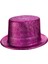 Fuşya Pembe Renk Parıltılı Simli Fötr Silindir Parti Şapkası 1