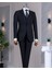 İtalyan stil ceket yelek pantolon takım elbise Siyah T8614 6