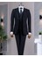 İtalyan stil ceket yelek pantolon takım elbise Siyah T8614 9