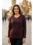Barem Kadın Lina Büyük Beden Kışlık V Yaka Yumoş Bordo Bluz D06 1