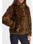 Luna Leopar Desenli Regular Fit Dik Yaka Suni Kürk Mont W5BL65W3900 Bayan Mont W5BL65 W3900 P340 1