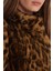 Luna Leopar Desenli Regular Fit Dik Yaka Suni Kürk Mont W5BL65W3900 Bayan Mont W5BL65 W3900 P340 4