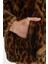 Luna Leopar Desenli Regular Fit Dik Yaka Suni Kürk Mont W5BL65W3900 Bayan Mont W5BL65 W3900 P340 5