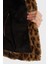 Luna Leopar Desenli Regular Fit Dik Yaka Suni Kürk Mont W5BL65W3900 Bayan Mont W5BL65 W3900 P340 6