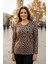 Barem Kadın Lina Büyük Beden Kışlık V Yaka Yumoş Kahve Bluz D09 1