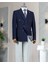 İtalyan stil slim fit kruvaze erkek tek ceket lacivert T13338 6