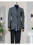 Italyan Stil Slim Fit Balıksırtı Desen Erkek Ceket Antrasit T13052 6