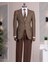 Italyan Stil Slim Fit Mono Yaka Erkek Tek Ceket Kahverengi T13540 6