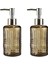 Banyo Seti̇ Cam Sivi Sabunluk 2 Adet,kri̇stal Desenli̇ Kahverengi̇ 300ML 6,8X17,6CM 1