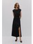 Puan Jakarlı Toka Detaylı Midi Elbise 2