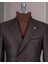 Italyan Stil Slim Fit Kruvaze Ceket Pantolon Kombin Takım Elbise Kahverengi 14662 3