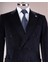 Italyan Stil Slim Fit Kruvaze Kadife Ceket Pantolon Takım Elbise Lacivert T14973 3