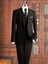 Italyan Stil Slim Fit Mono Yaka Ceket Yelek Pantolon Takım Elbise Siyah T14751 5