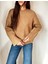 Kadın Bisiklet Yaka Oversize Triko Kazak Camel 1