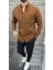 Slimfit Kesim Erkek Tek Cepli Gabardin Gomlek-Kahve 1