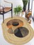 Boho 986 Oval Siyah Etnik Desenli Jüt Rengi Örgü Yuvarlak Natural Çift Taraflı Halı 6