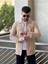 Slimfit Kesim Erkek Ince Çizgi Desen Tek Cepli Gömlek-Bej 2