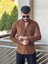 Slimfit Kesim Erkek Kadife Kumas Cift Cepli Gömlek-Kahve 2