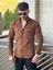 Slimfit Kesim Erkek Kadife Kumas Cift Cepli Gömlek-Kahve 3