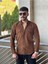 Slimfit Kesim Erkek Kadife Kumas Cift Cepli Gömlek-Kahve 4