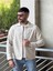 Slimfit Kesim Erkek Kaşmir Yandan Cepli Gömlek-Ekru 3