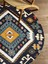 Boho 952 Lacivert Etnik ve Geometrik Jüt Rengi Örgü Yuvarlak Natural Çift Taraflı Halı 5
