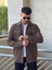 Slimfit Kesim Erkek Ince Çizgi Desen Çift Cepli Gömlek-Kahve 2
