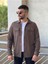 Slimfit Kesim Erkek Ince Çizgi Desen Çift Cepli Gömlek-Kahve 3