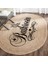 Boho 955 Oval Bathroom Yazılı Desenli Yuvarlak Jüt Örme Doğal Hasır Kilim Daire Halı 1