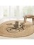Boho 955 Oval Bathroom Yazılı Desenli Yuvarlak Jüt Örme Doğal Hasır Kilim Daire Halı 2