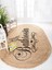 Boho 955 Oval Bathroom Yazılı Desenli Yuvarlak Jüt Örme Doğal Hasır Kilim Daire Halı 4
