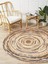 Boho 948 Jüt Rengi ve Desenli Örgü Yuvarlak Natural Çift Taraflı Halı 2