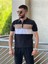 Slimfit Kesim Erkek Polo Yaka Fermuarlı Serit Desen Lacos Kumas Tshirt-Siyah 1