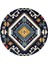 Boho 952 Lacivert Etnik ve Geometrik Jüt Rengi Örgü Yuvarlak Natural Çift Taraflı Halı 6