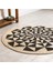 Boho 915 Geometrik Desen Baskılı Örgü Yuvarlak Natural Çift Taraflı Halı 1