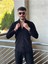Slimfit Kesim Erkek Kadife Kumas Cift Cepli Gömlek-Siyah 2