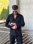 Slimfit Kesim Erkek Kadife Kumas Cift Cepli Gömlek-Siyah 3
