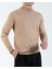 Italyan Stil Slim Fit Erkek Yarım Balıkçı Yaka Triko Kazak Camel T14878 4