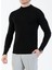 Italyan Stil Slim Fit Erkek Yarım Boğazlı Triko Kazak Siyah T13601 1